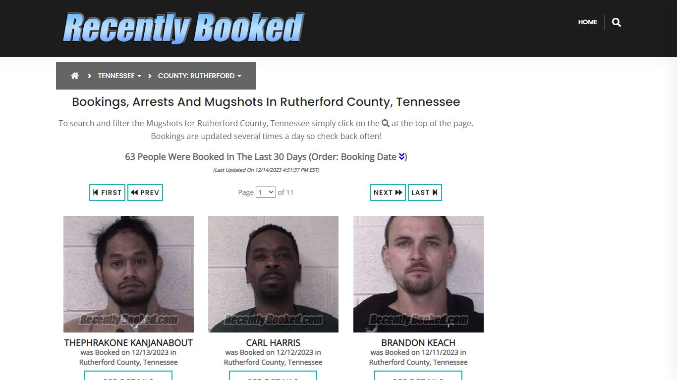 Bookings, Arrests and Mugshots in Rutherford County, Tennessee