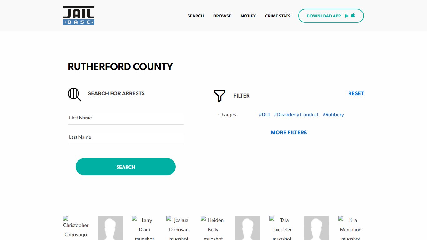 Rutherford County Jail Inmate Search and Mugshots | JailBase